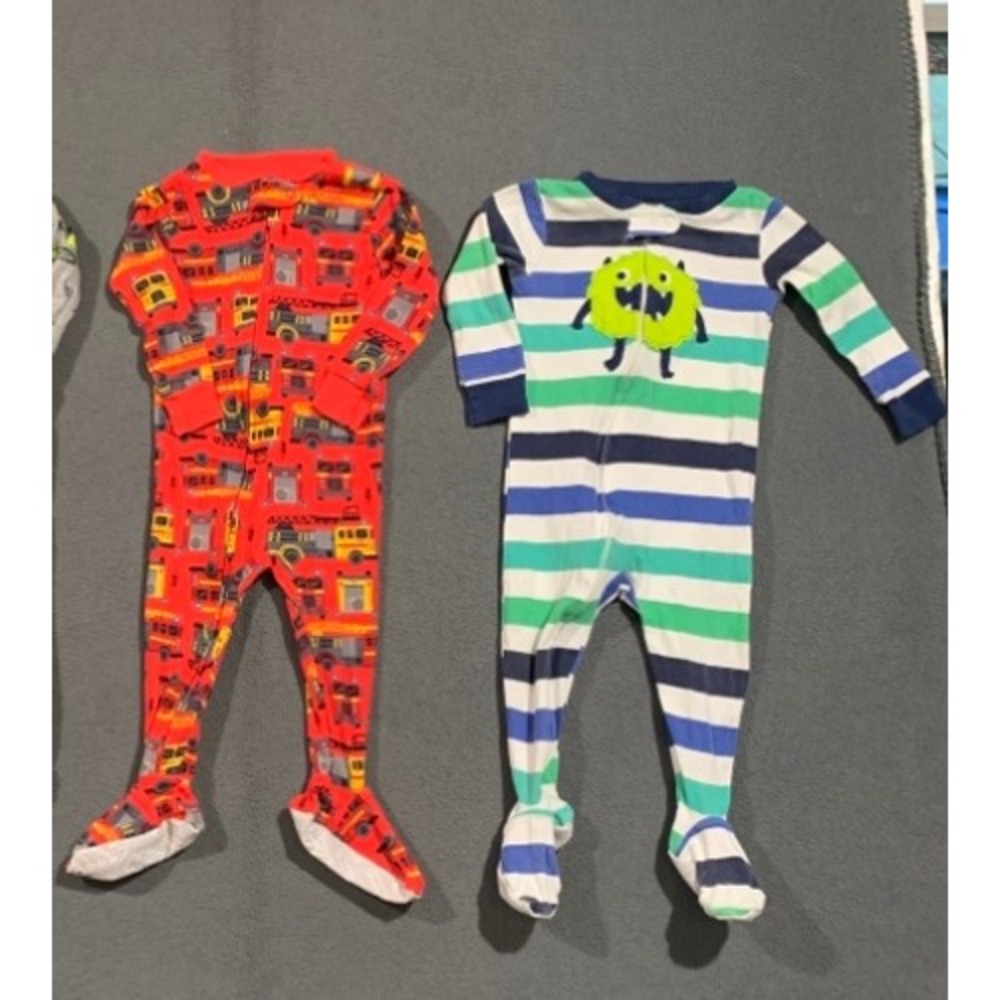 Simple Joys by Carters 12M Set of 2 Baby Boys Footed Pajamas Fire Truck Monster